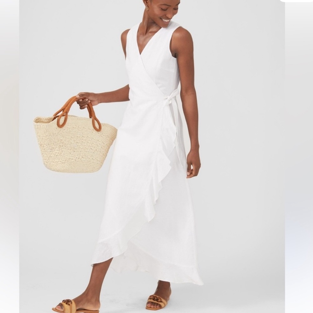 Chic Asymmetrical White Wrap Dress